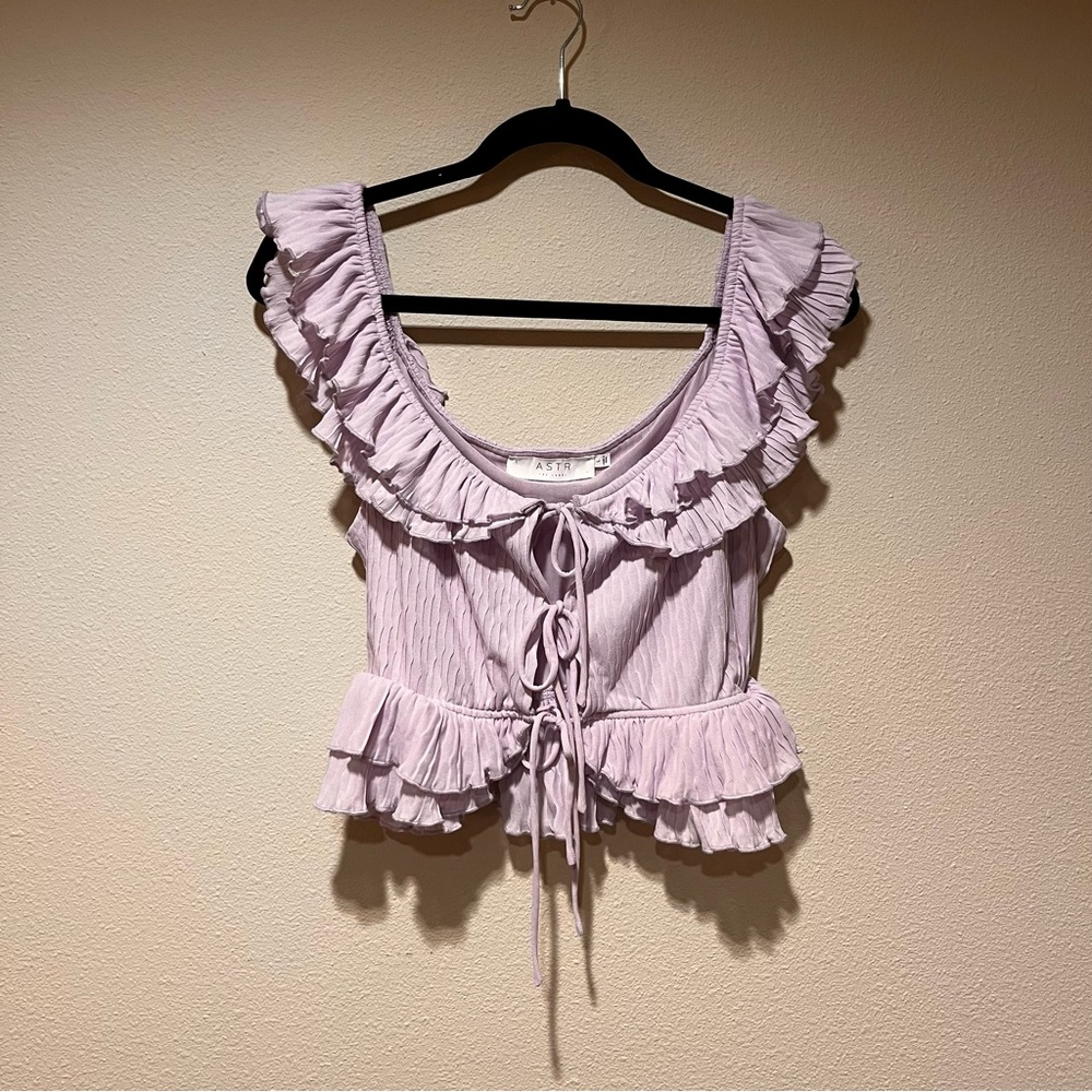 Astr Lilac Ruffled Blouse